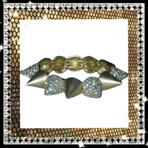 SO GOOD ☆ GOLD & RHINESTONE ☆ SPIKE STRETCH BRACELET